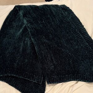 West Elm Dark Green chenille throw